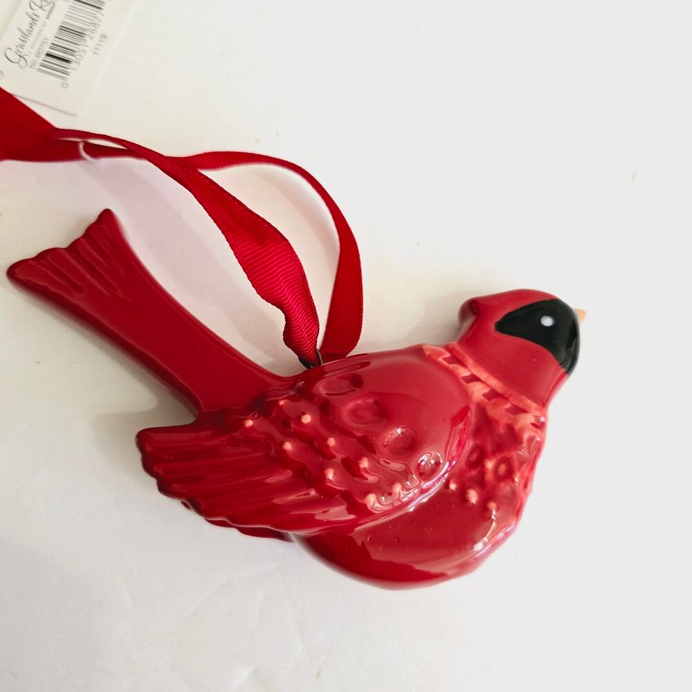 NWT Grasslands Road Red Ceramic Cardinal Christmas Tree Ornament Bird